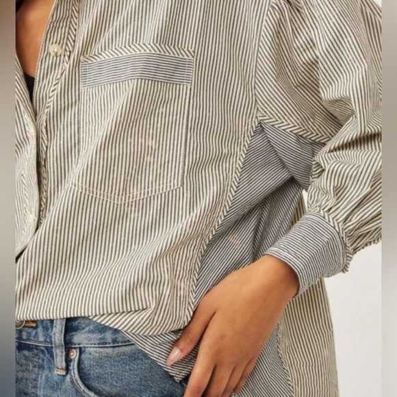 Free People| ‘Happy Hour’ Oxford Striped Button Down Shirt - Picture 1 of 12